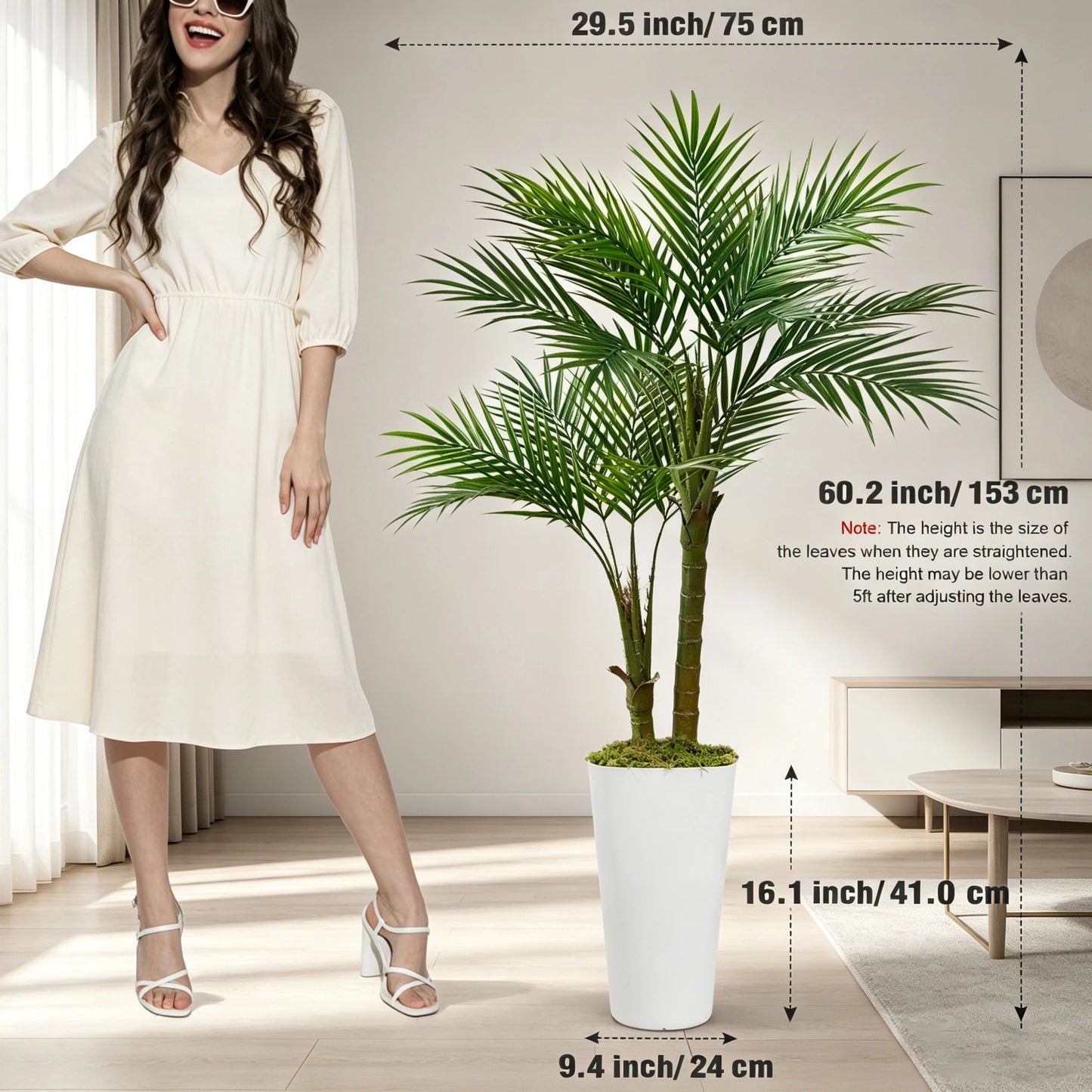 Olitree Artificial Areca Palm Tree With Decorative Floor Planter