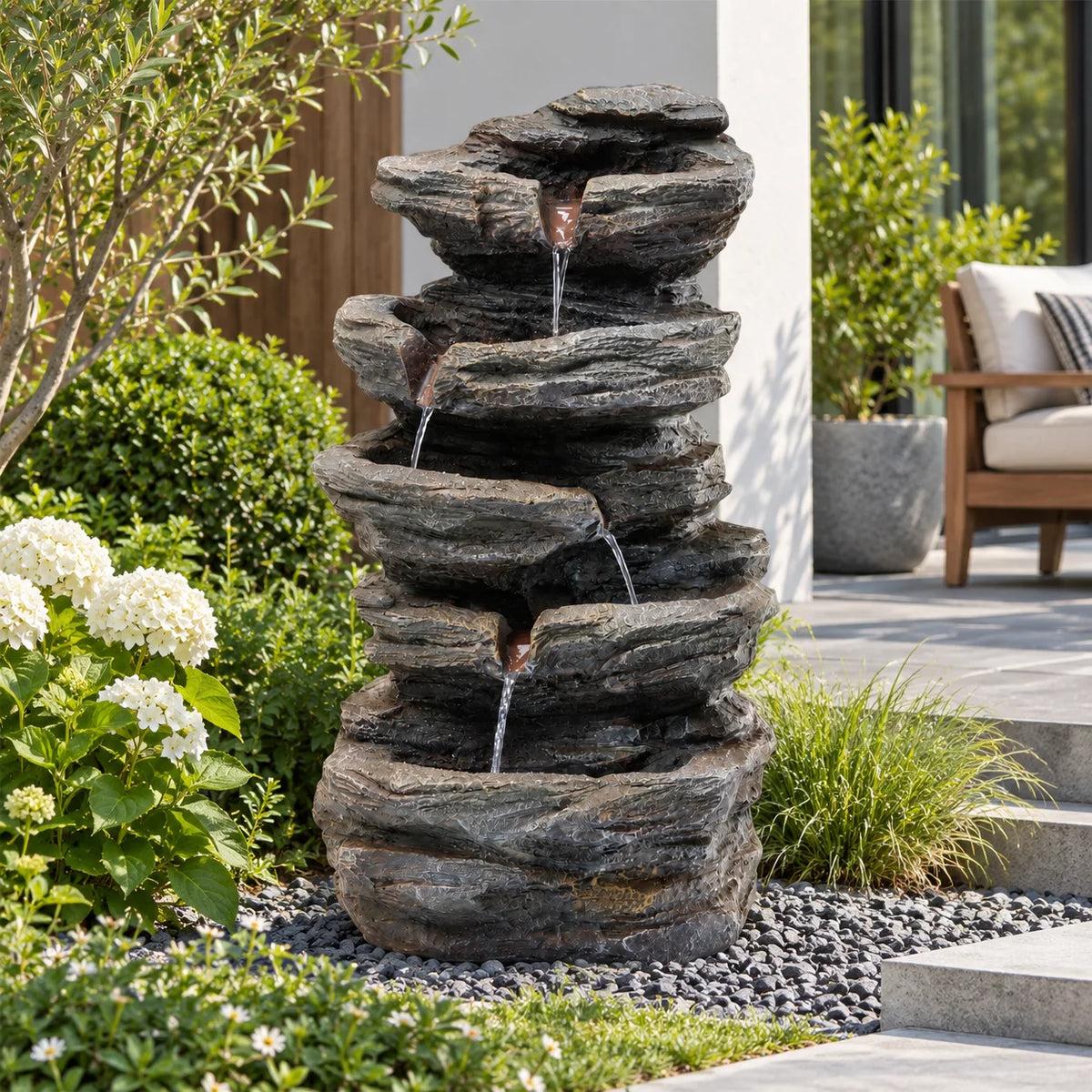 YOYTOP Stone Garden Water Fountain With Built In LED Lighting