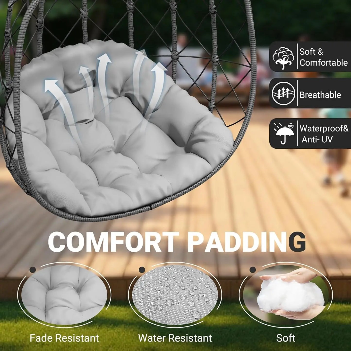 Egg Chair With Stand Outdoor Rattan Wicker Hammock Chair