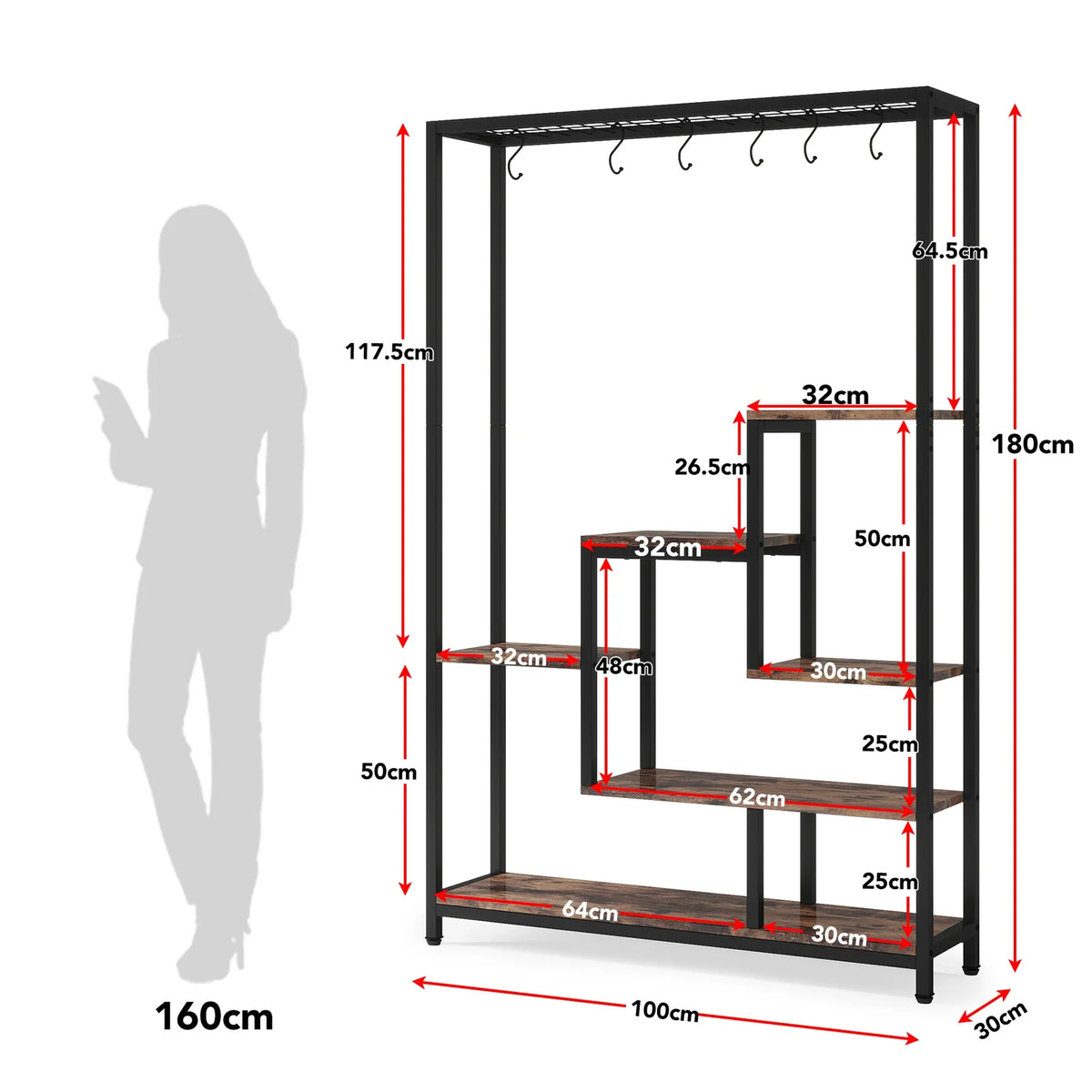 Tribesigns Five Tier Indoor Plant Stand With Hanging Hooks