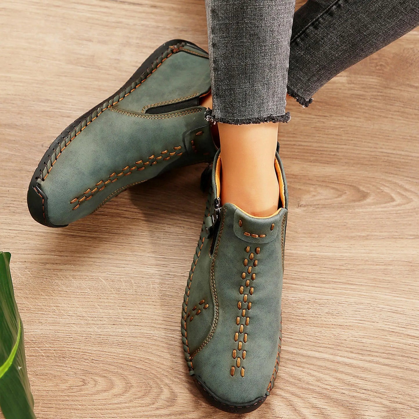 Womens Slip On Lightweight Casual Ankle Boots For Walking