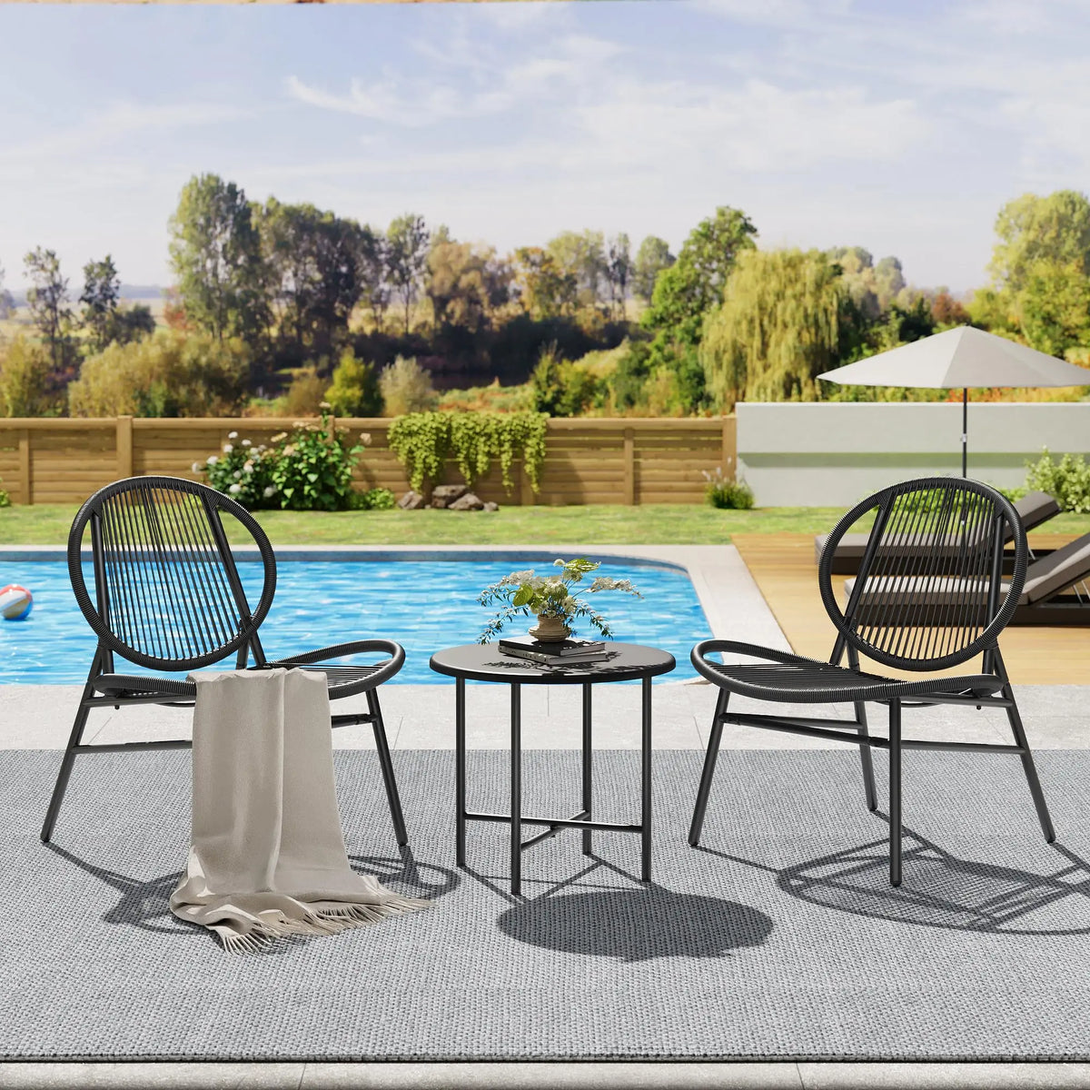 HiMISS Acapulco Patio Bistro Set Modern Outdoor Conversation Furniture