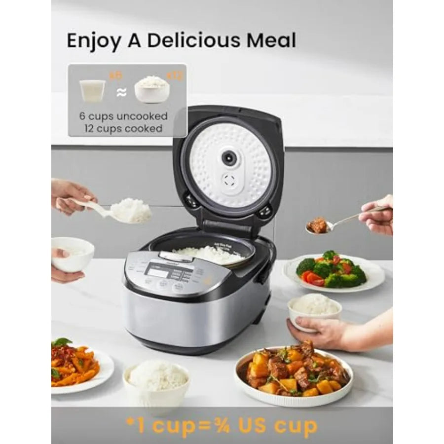 Portable Rice Cooker With Fuzzy Logic, Timer And Steamer