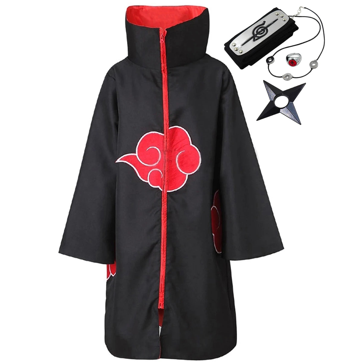 Anime Itachi Uchiha Akatsuki Cloak Cosplay Costume Set