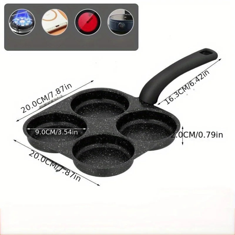 Nonstick Four Hole Omelette Pan For Eggs Dumplings And Burgers
