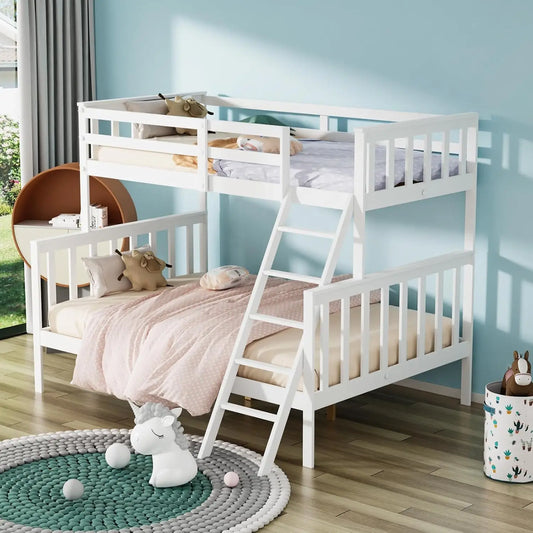 Convertible Twin Over Full Bunk Bed With Ladder And Guard