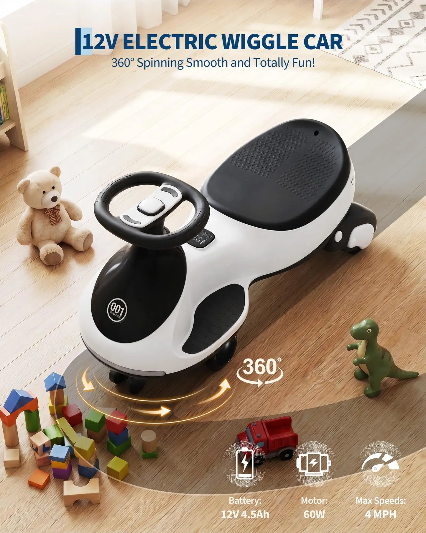 HiMISS 12V Electric Wiggle Car For Kids Dual Ride On