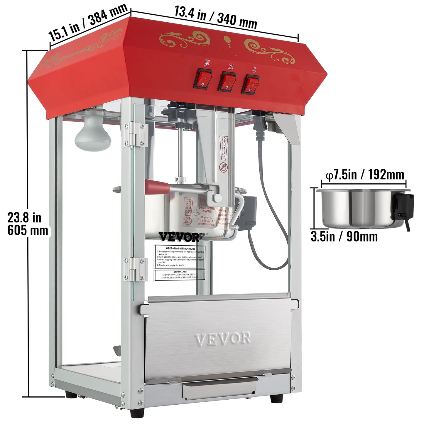 Succebuy Commercial Electric Popcorn Maker With 304 Stainless Steel