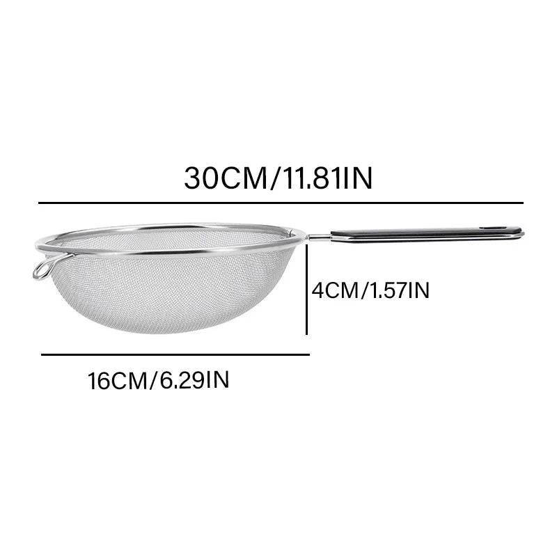 Ergonomic Stainless Steel Kitchen Strainer With Non Slip Handle