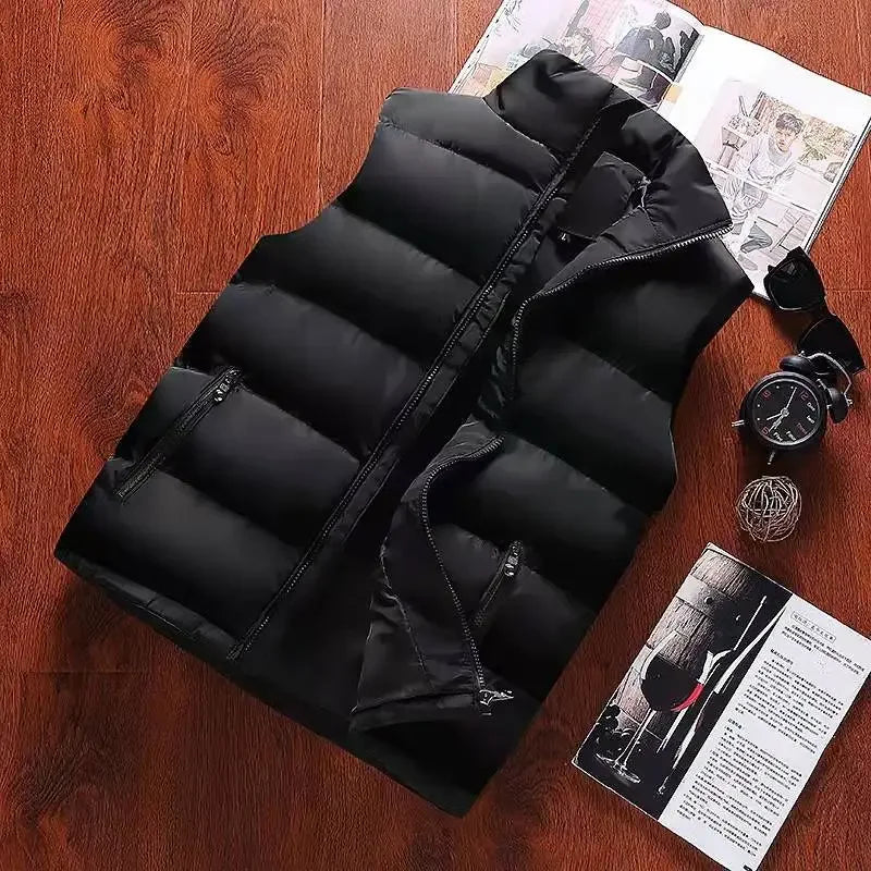 Aiwetin Mens Vest Jacket Warm Sleeveless Waterproof Zipper Coat