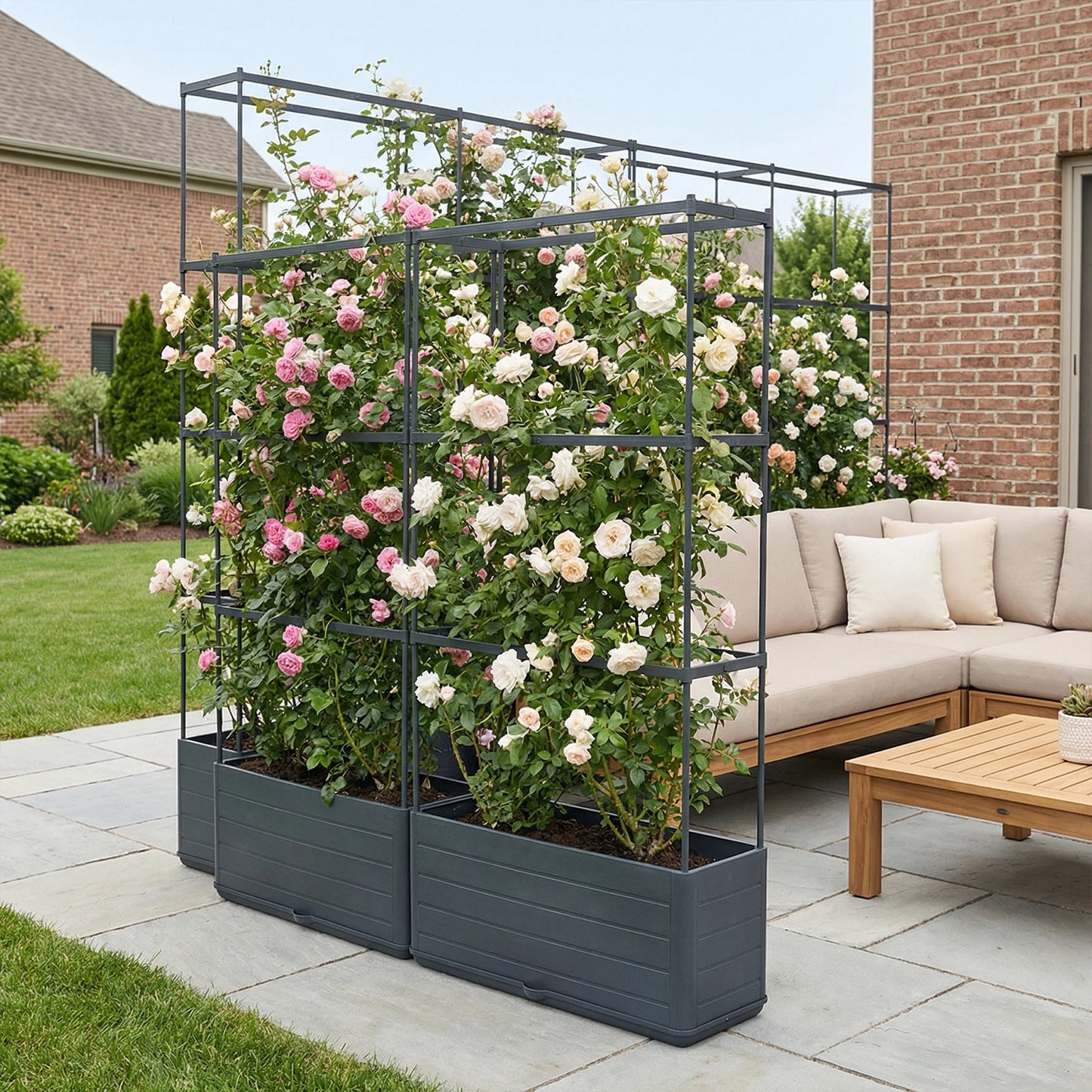 Raised Garden Bed Planter With Trellis Self Watering System