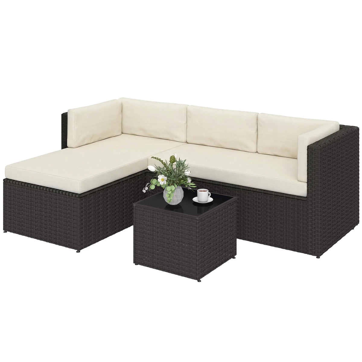 Outsunny Outdoor Wicker Patio Furniture Set With Garden Seating