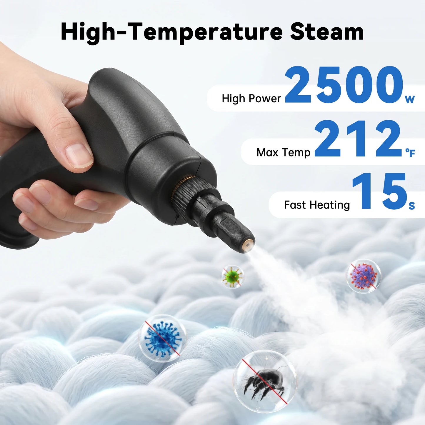 2500W Handheld Steam Cleaner 110V With Accessories US Plug