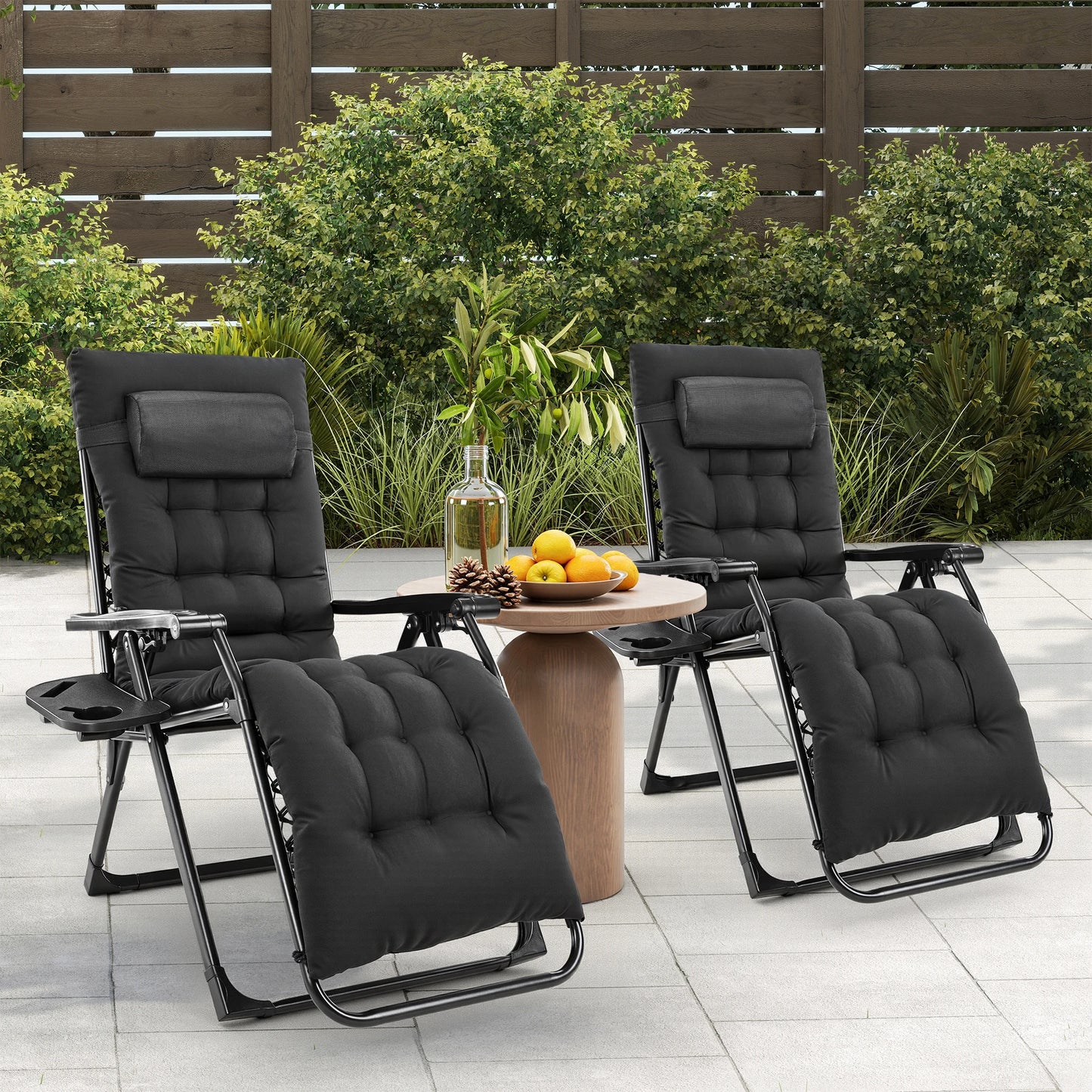 JHK Zero Gravity Recliner Patio Lounge Chair With Cup Holders