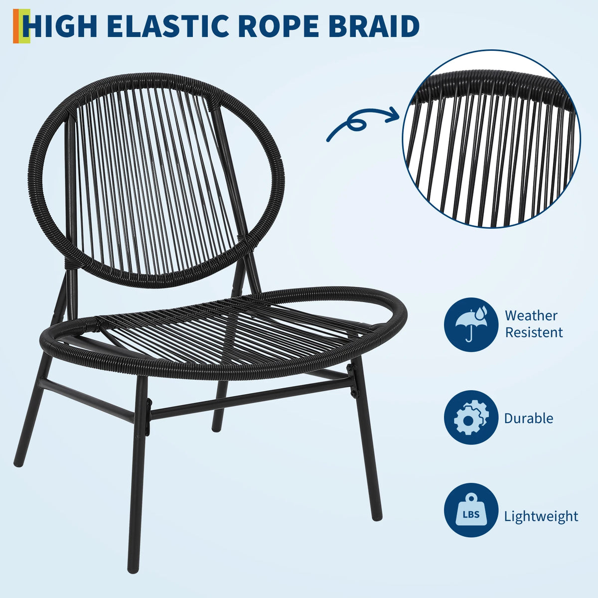 HiMISS Acapulco Patio Bistro Set Modern Outdoor Conversation Furniture