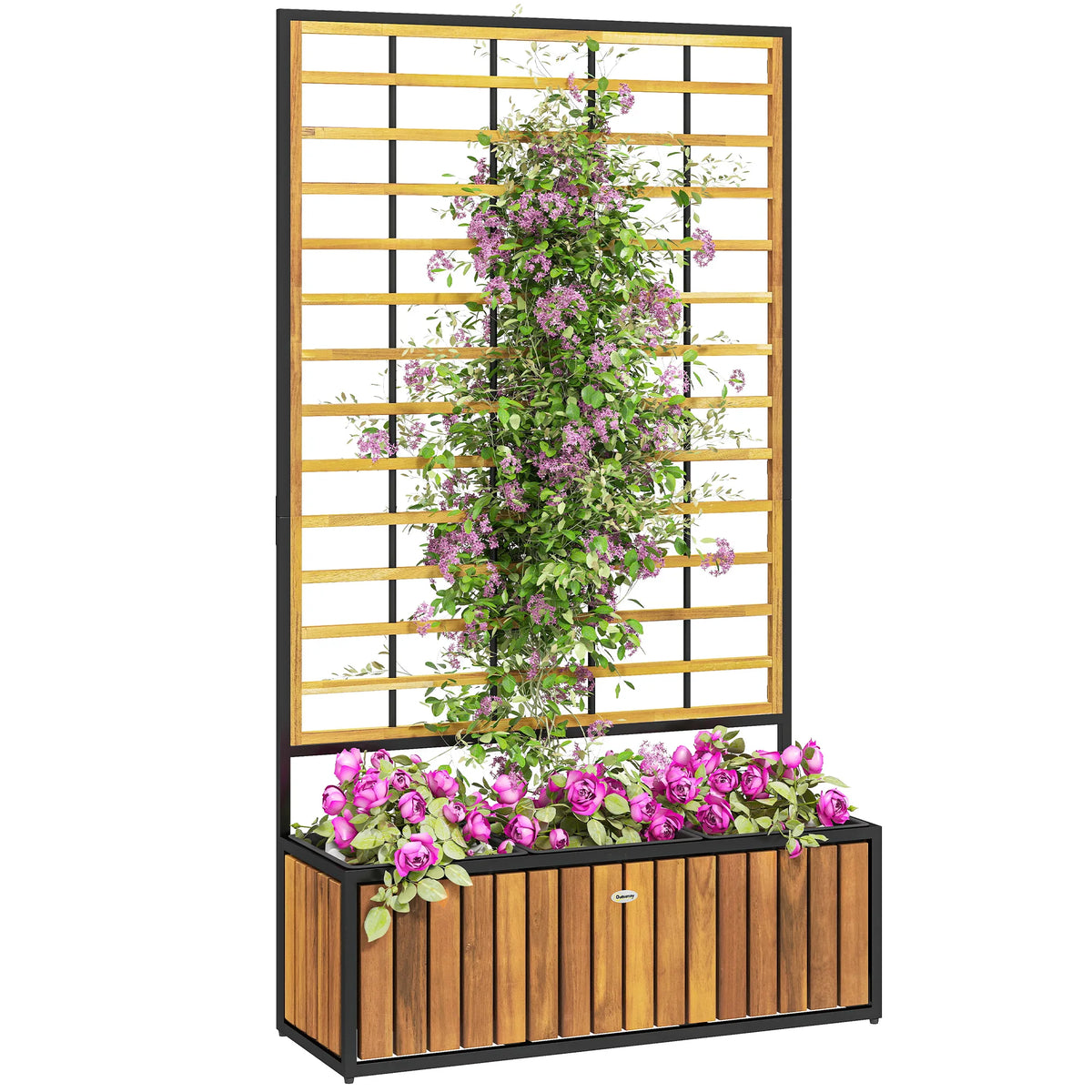 Outsunny Raised Garden Bed With Trellis And Removable Planters