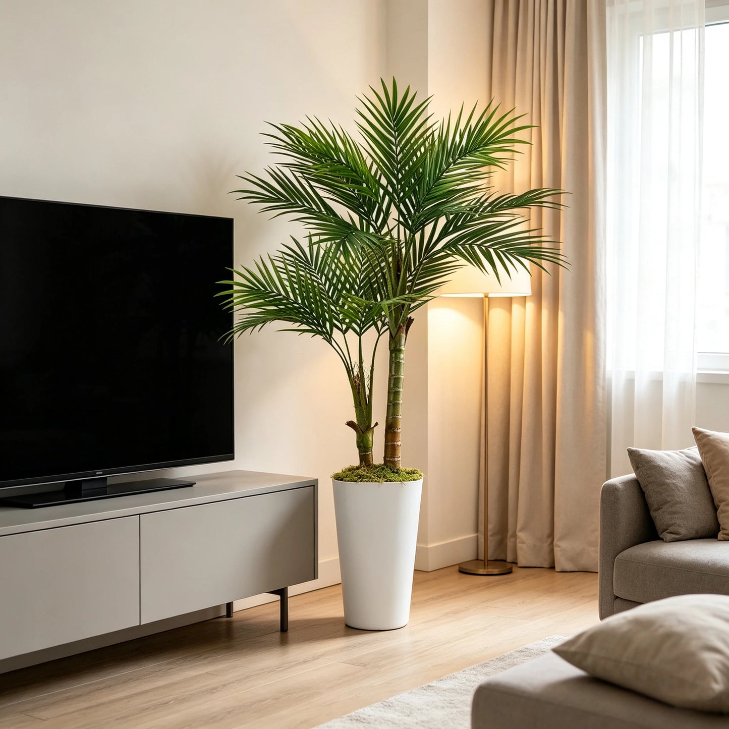 Olitree Artificial Areca Palm Tree With Decorative Floor Planter