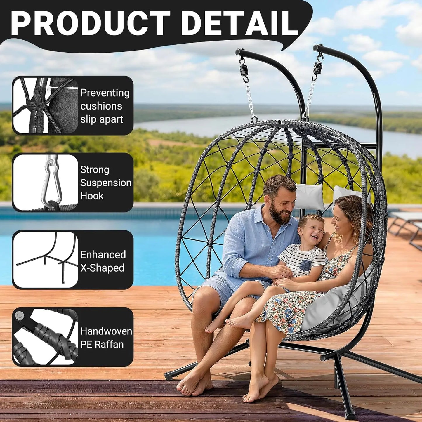 Egg Chair With Stand Outdoor Rattan Wicker Hammock Chair