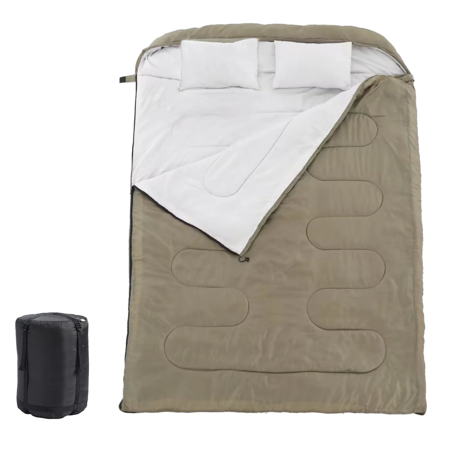 Double Sleeping Bag For Adults With Pillow, Lightweight 3 Season
