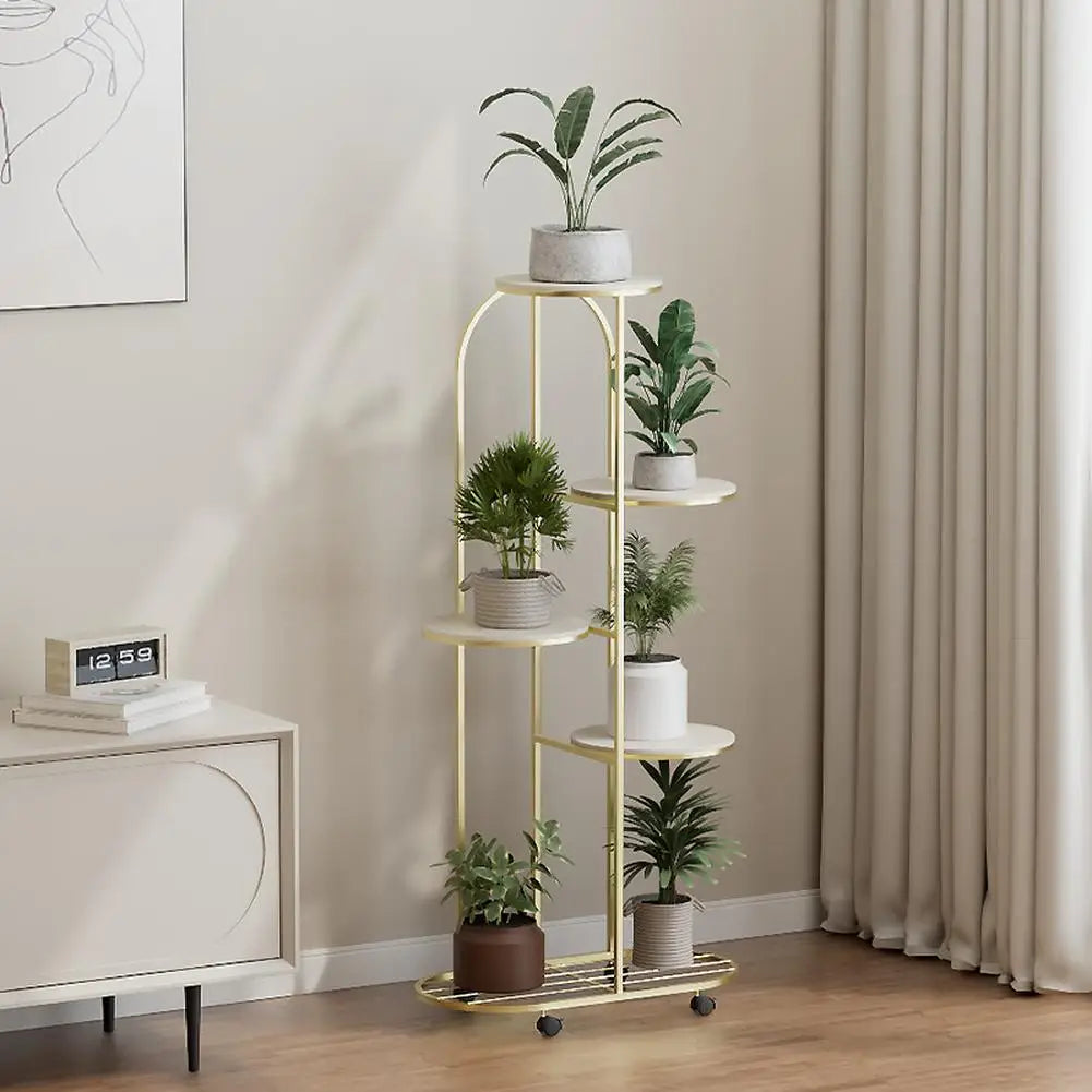 TWISTER.CK Wrought Iron Multi Tier Plant Rack Wheeled Corner