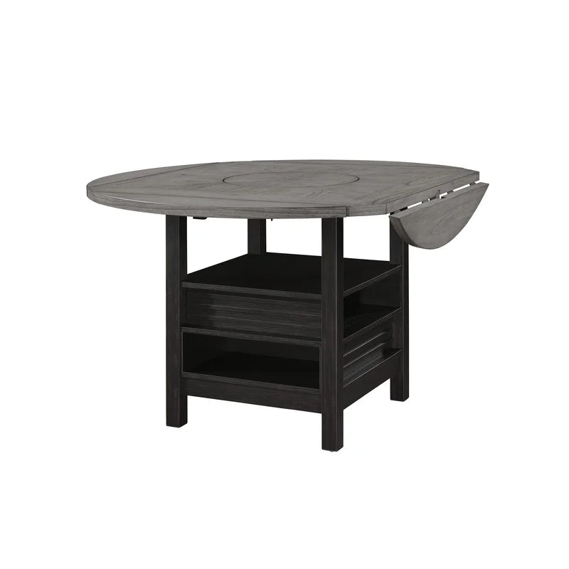 Farmhouse Dining Set With Round Table And Fabric Upholstered Chairs
