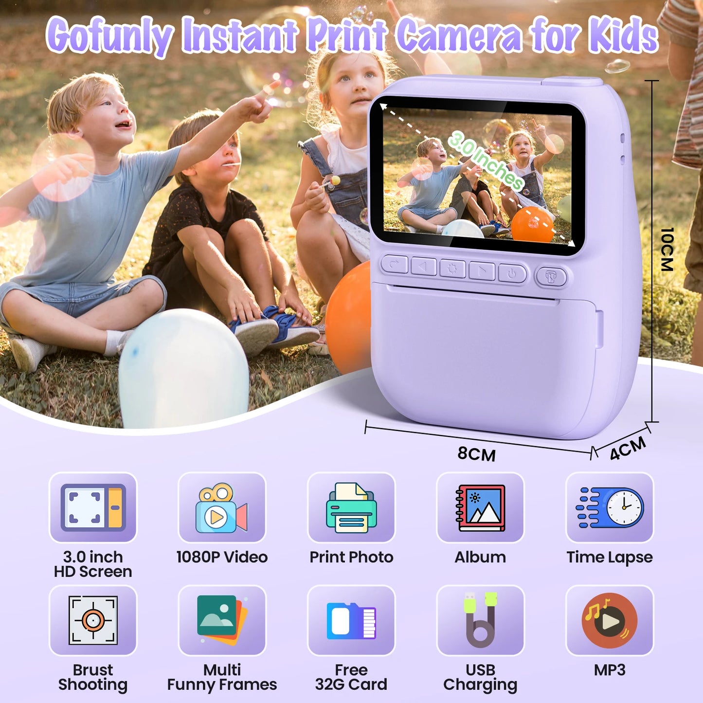 DIAMOOKY Kids Digital Camera LCD Instant Print 32MP HD
