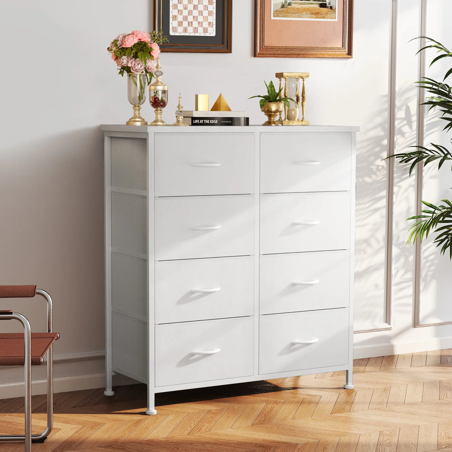 JHK Dresser Wardrobe For Kids With 8 Fabric Drawers Metal Frame