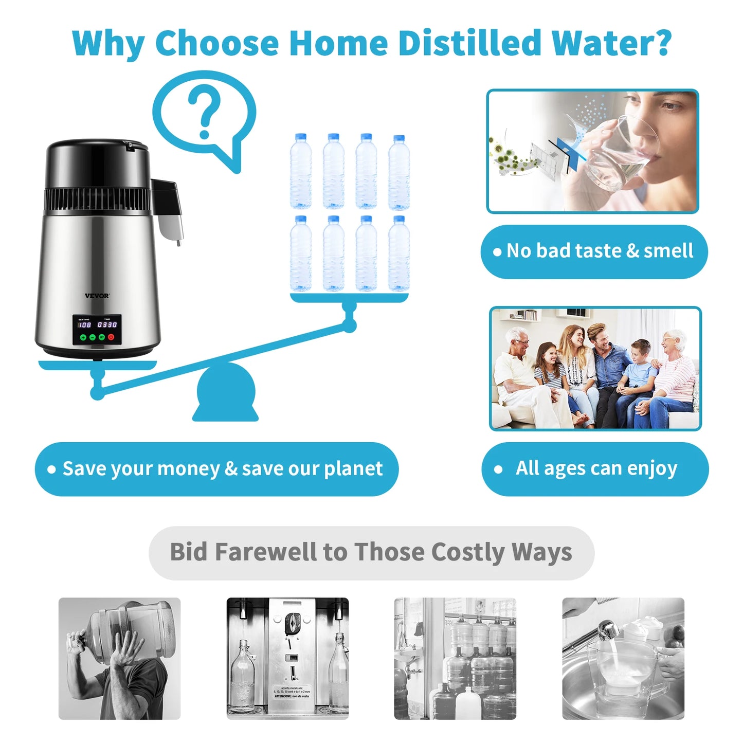 SucceBuy 5 Stage Water Distiller Purifier With Touch Screen