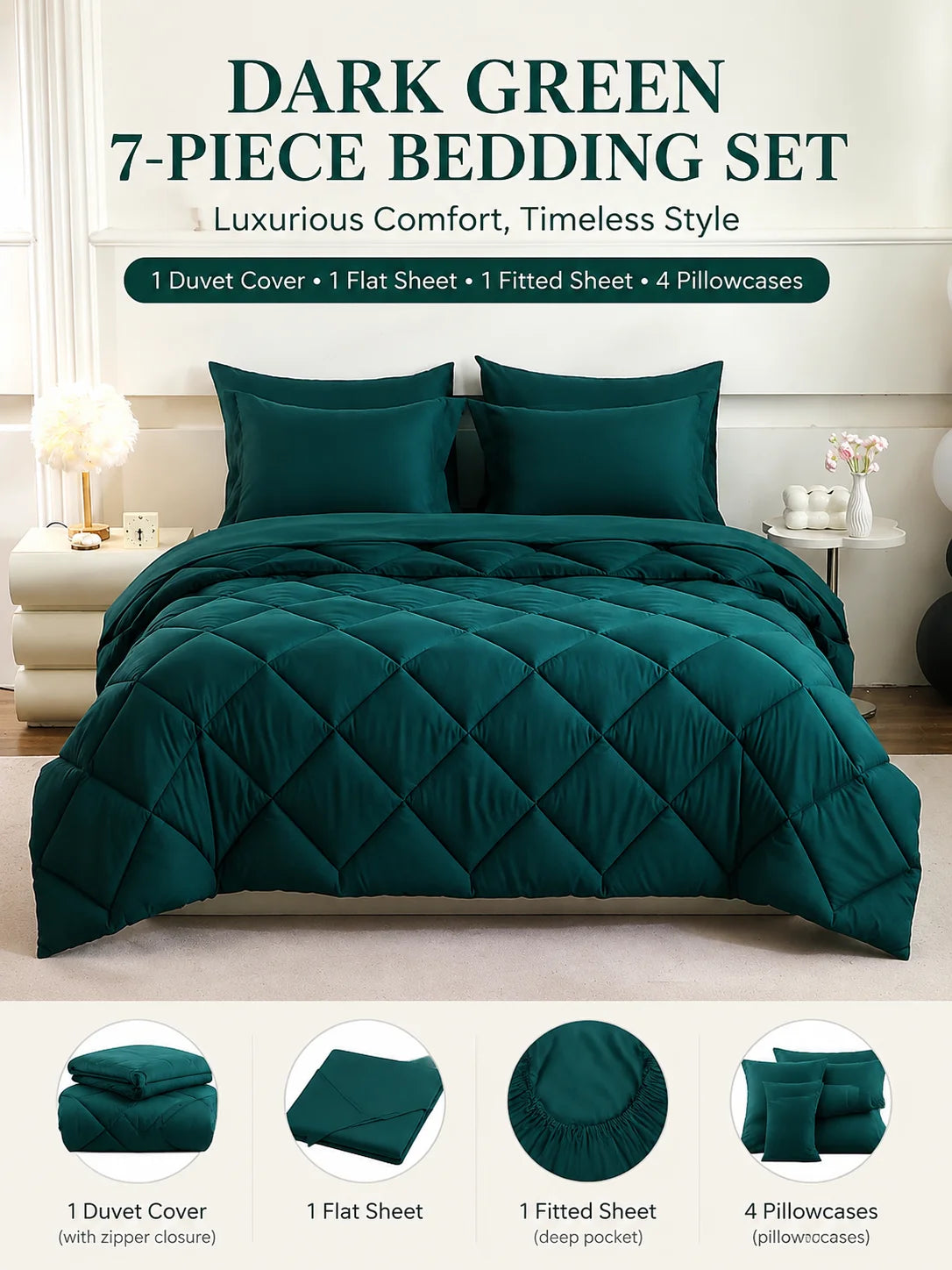 Easyum Premium Polyester Bedding Set With Comforter And Sheets