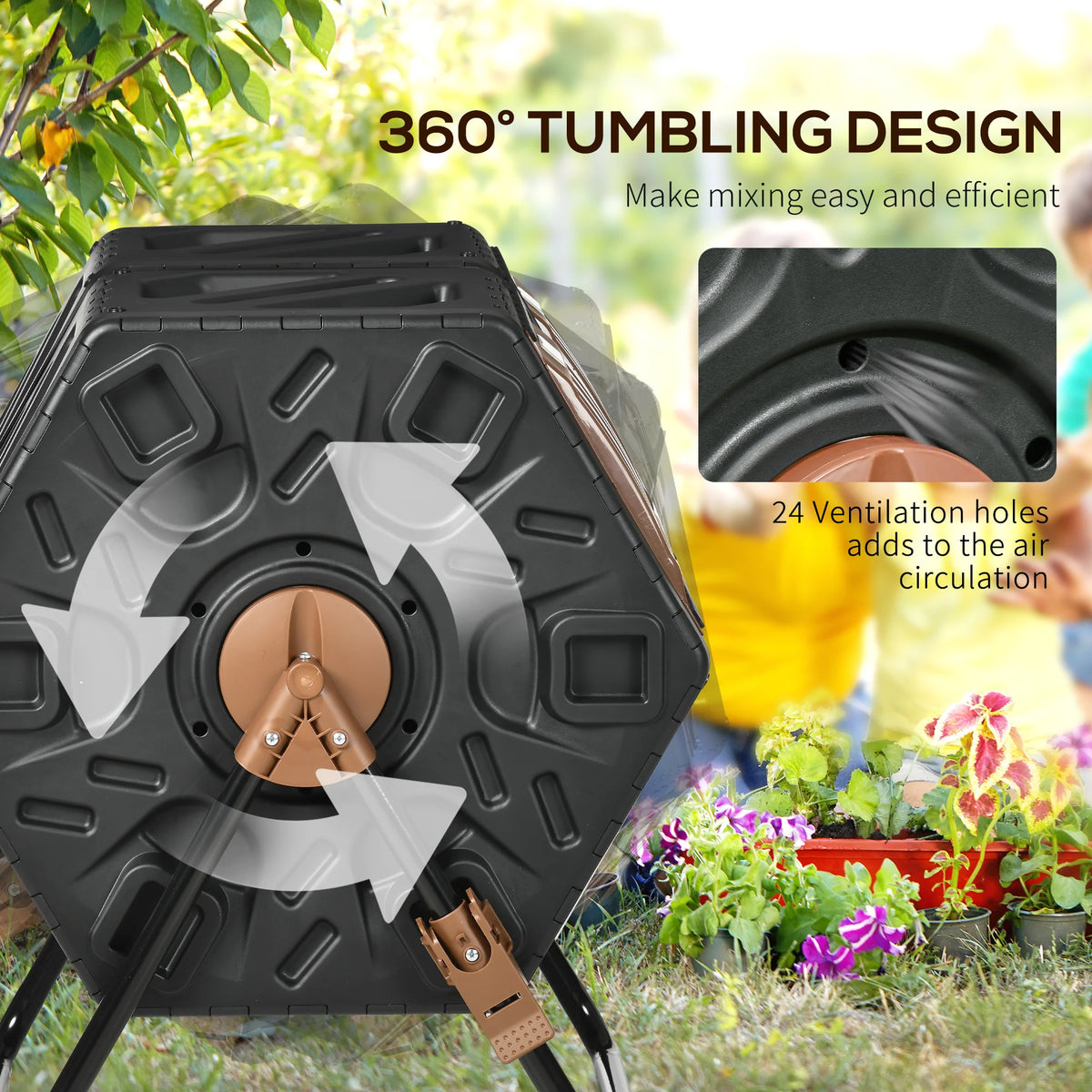 Outsunny Dual Chamber Compost Tumbler With Steel Support Base
