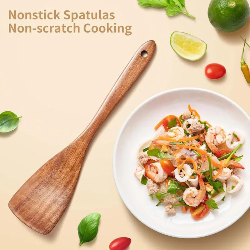 Wooden Kitchen Utensil Set For Everyday Cooking And Baking