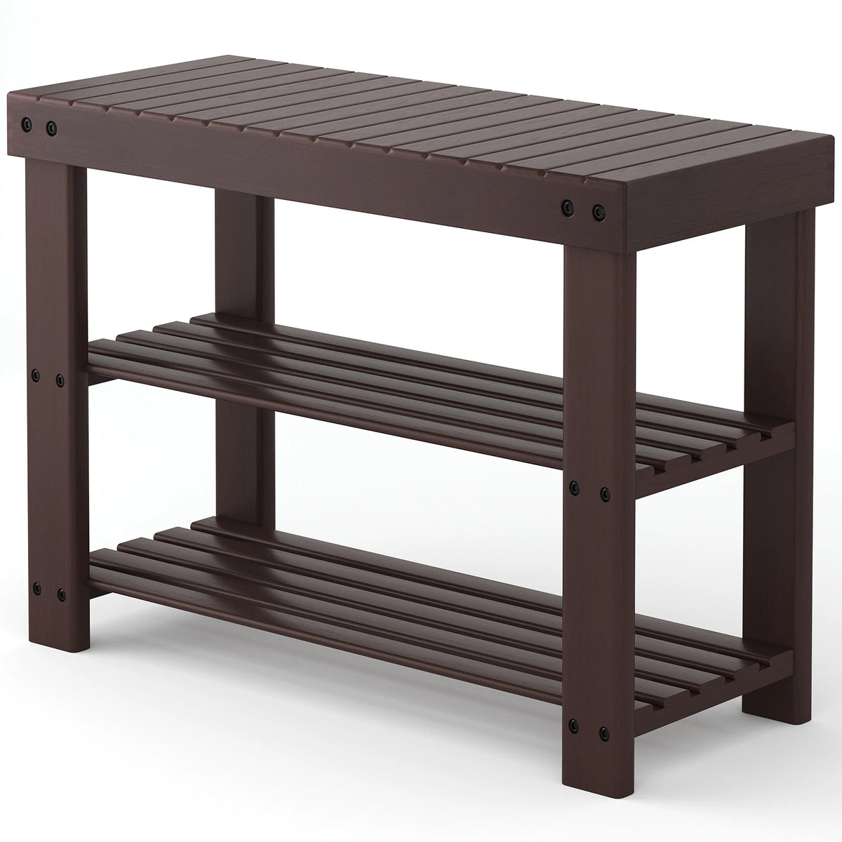 MCQ Three Tier Bamboo Shoe Cabinet With Entryway Storage Bench