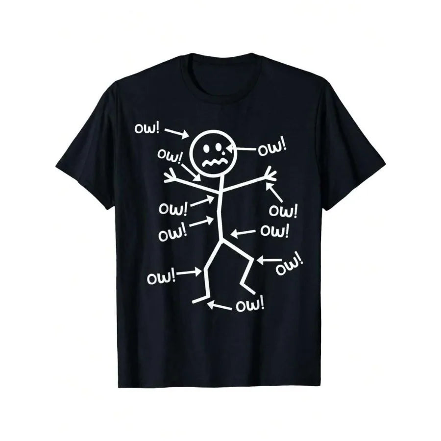 Ow Ow Ow Stick Figure TeeShirt For Men Persistent Pain