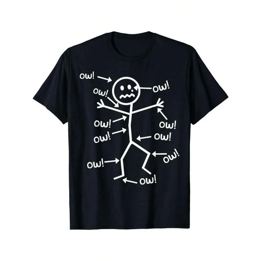 Ow Ow Ow Stick Figure TeeShirt For Men Persistent Pain