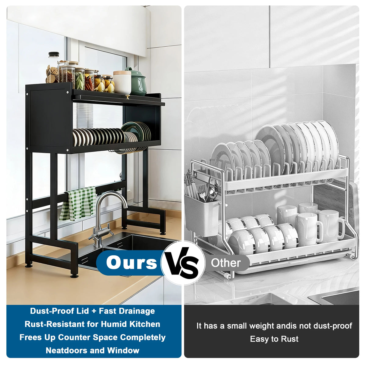 Stainless Steel Kitchen Sink Drying Rack With Space Saving Design