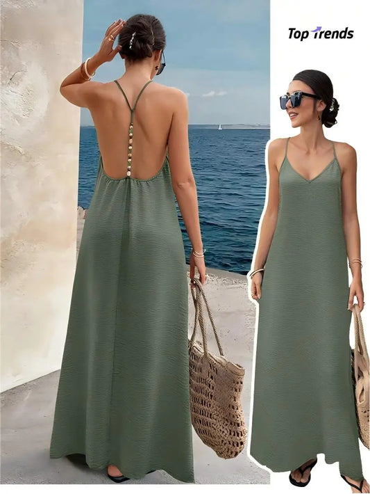 Elegant Polyester Strapless Long Backless Dress For Women