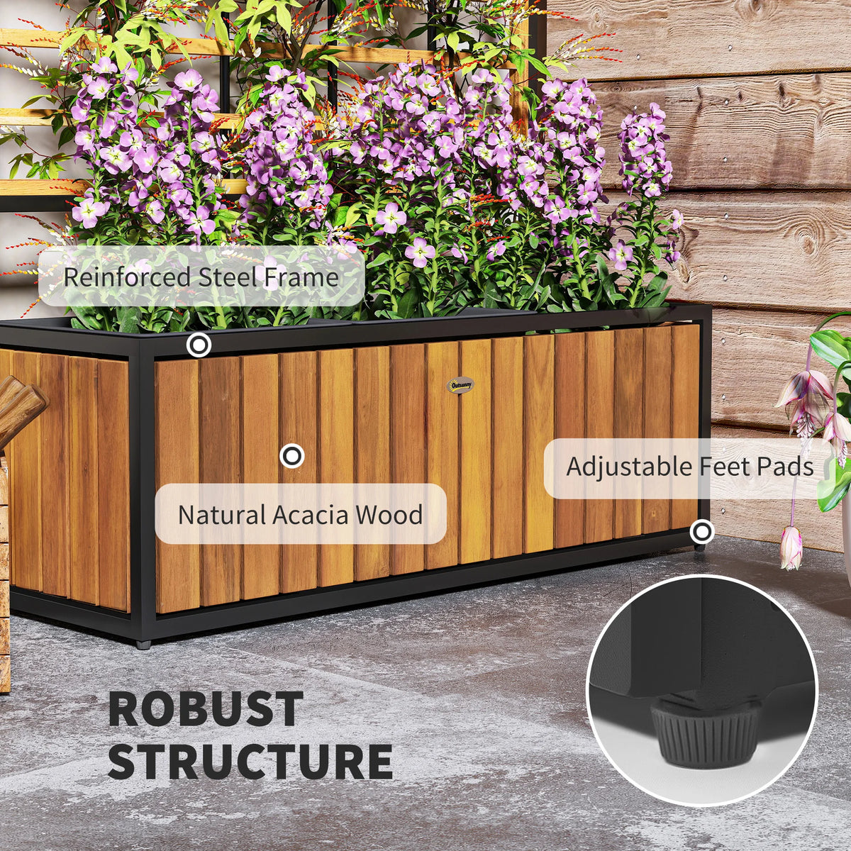 Outsunny Raised Garden Bed With Trellis And Removable Planters