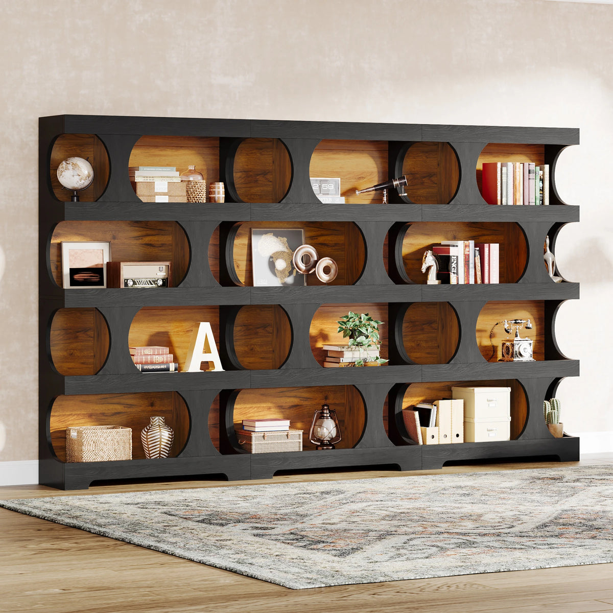 Tribesigns S-Shaped 4-Tier Wooden Bookcase Display Storage Shelves