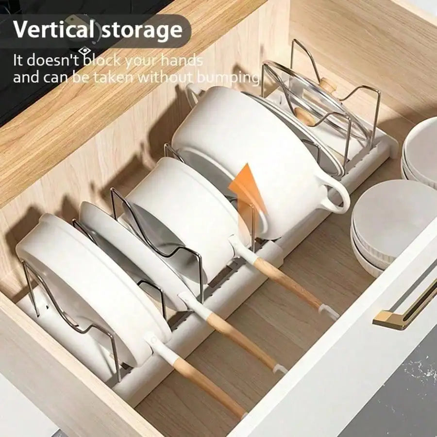 Heavy Duty Pull Out Pot Lid Organizer Rack For Cabinets