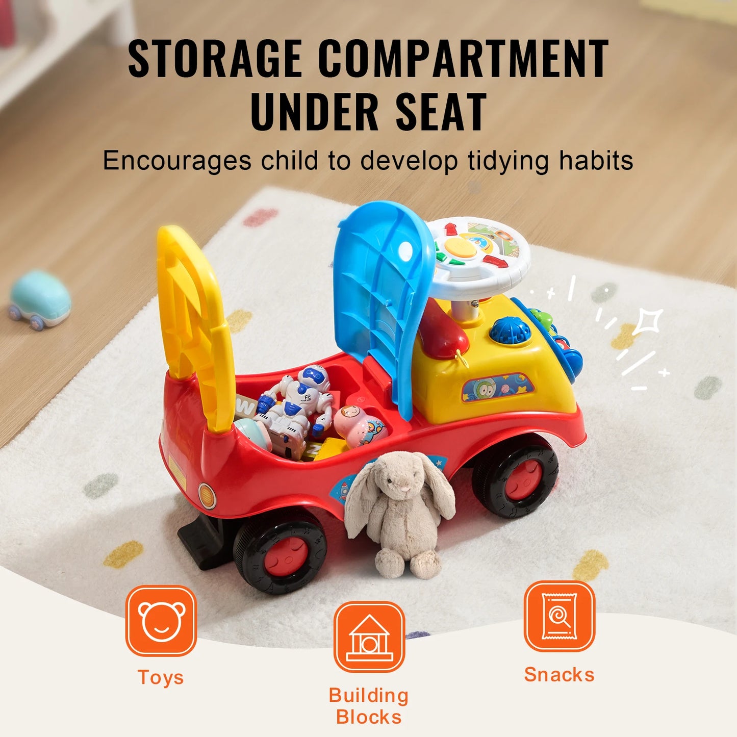 SucceBuy Toddler Ride On Push Car Sit To Stand Music