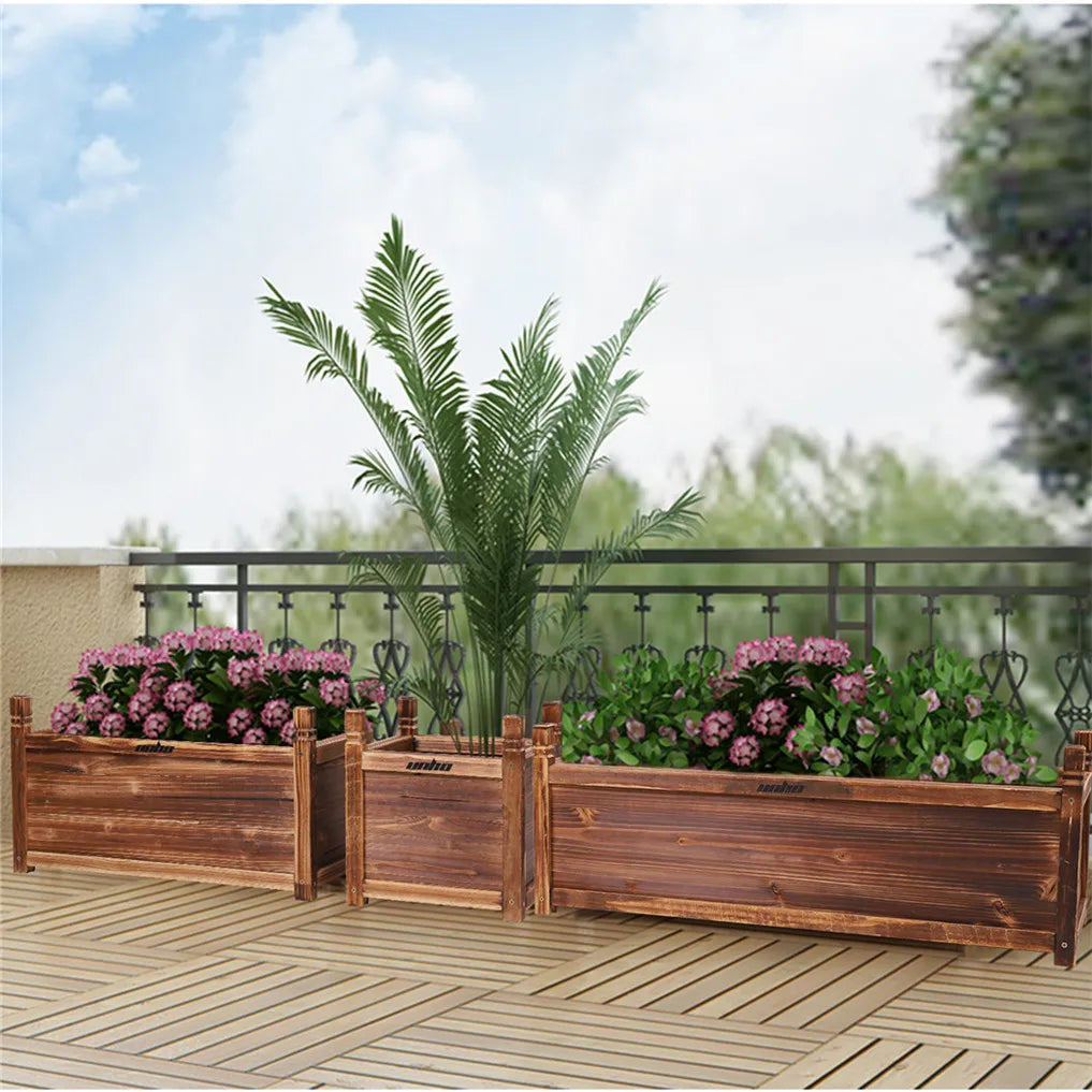 Wooden Raised Garden Bed Planter Box For Indoor Outdoor Growing