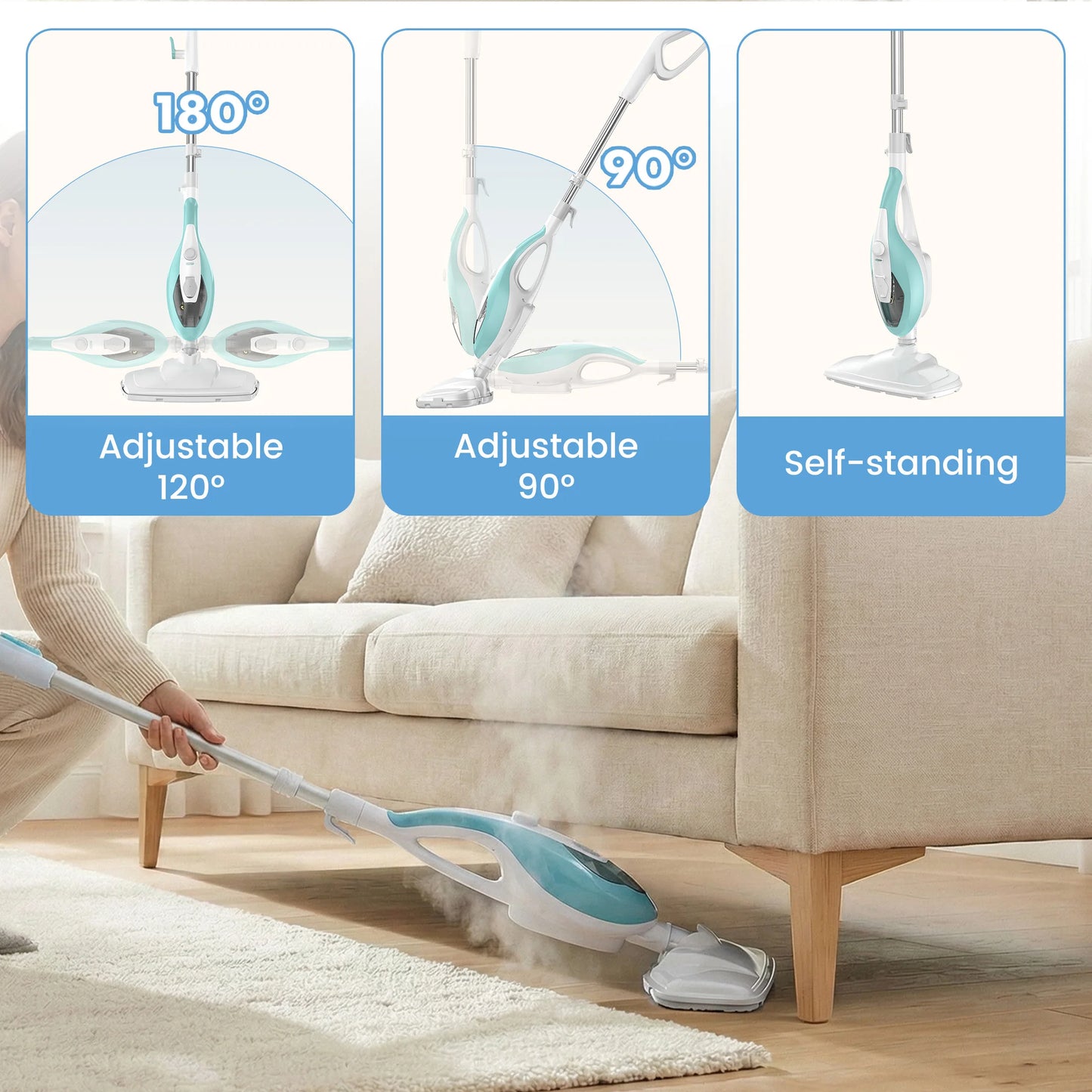10-In-1 Steam Mop 1550W Detachable Handheld Cleaner