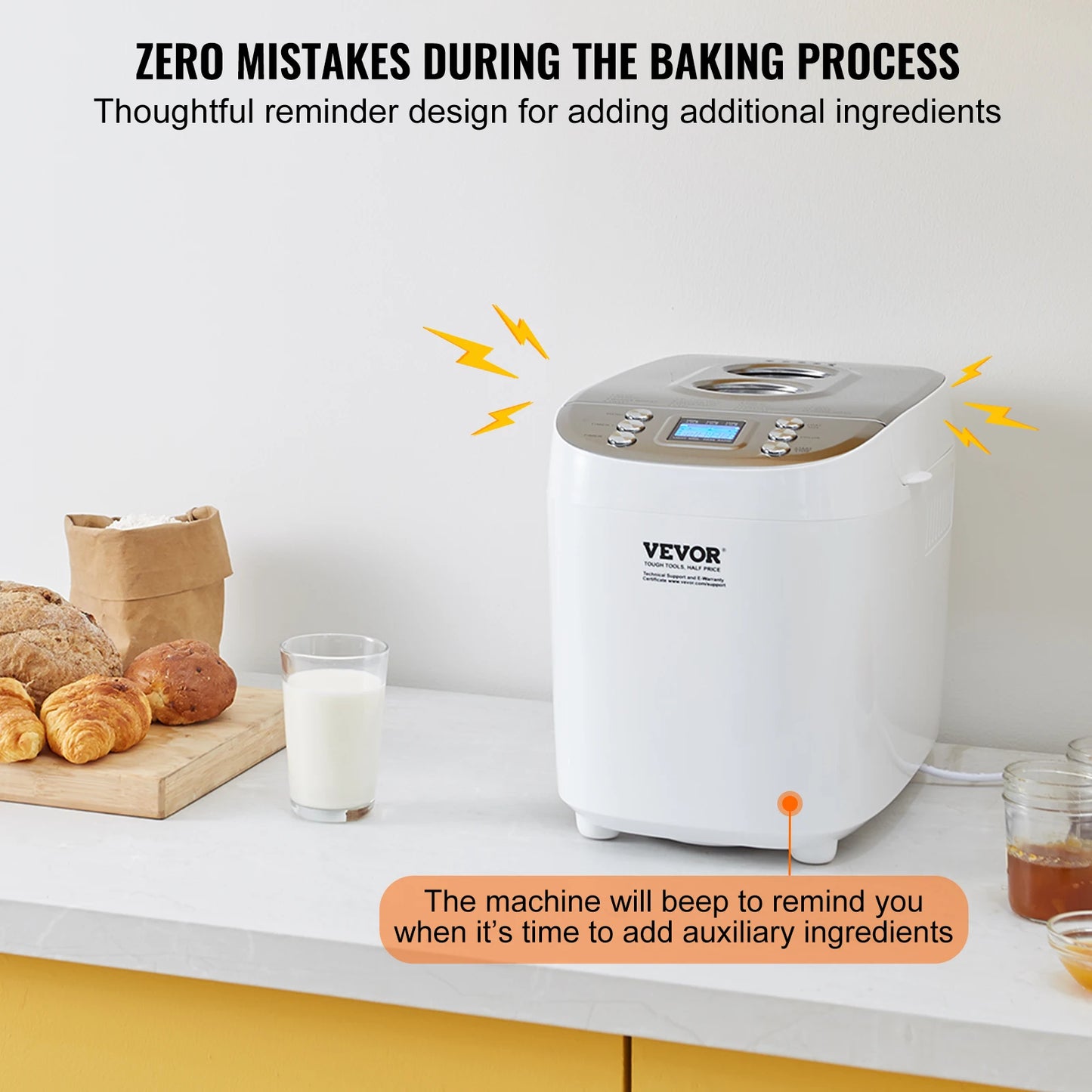 SucceBuy 15 In 1 Bread Maker With Gluten Free Setting And Non Stick Ceramic Pan