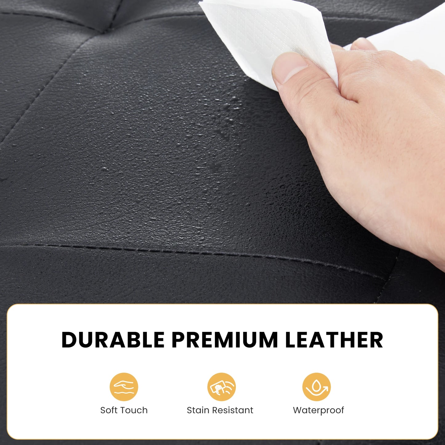 JHK Folding Synthetic Leather Storage Ottoman Footstool