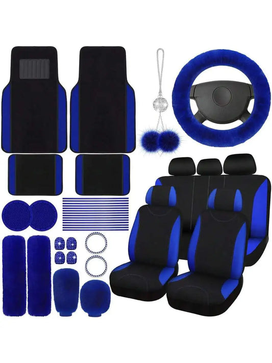 Car Interior Accessories Set With Steering Wheel Cover And Mats
