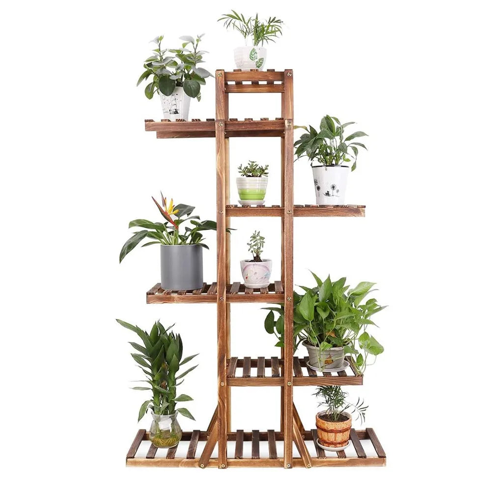 Wisfor Natural Pine Wood Flower Planter Stand Display Rack