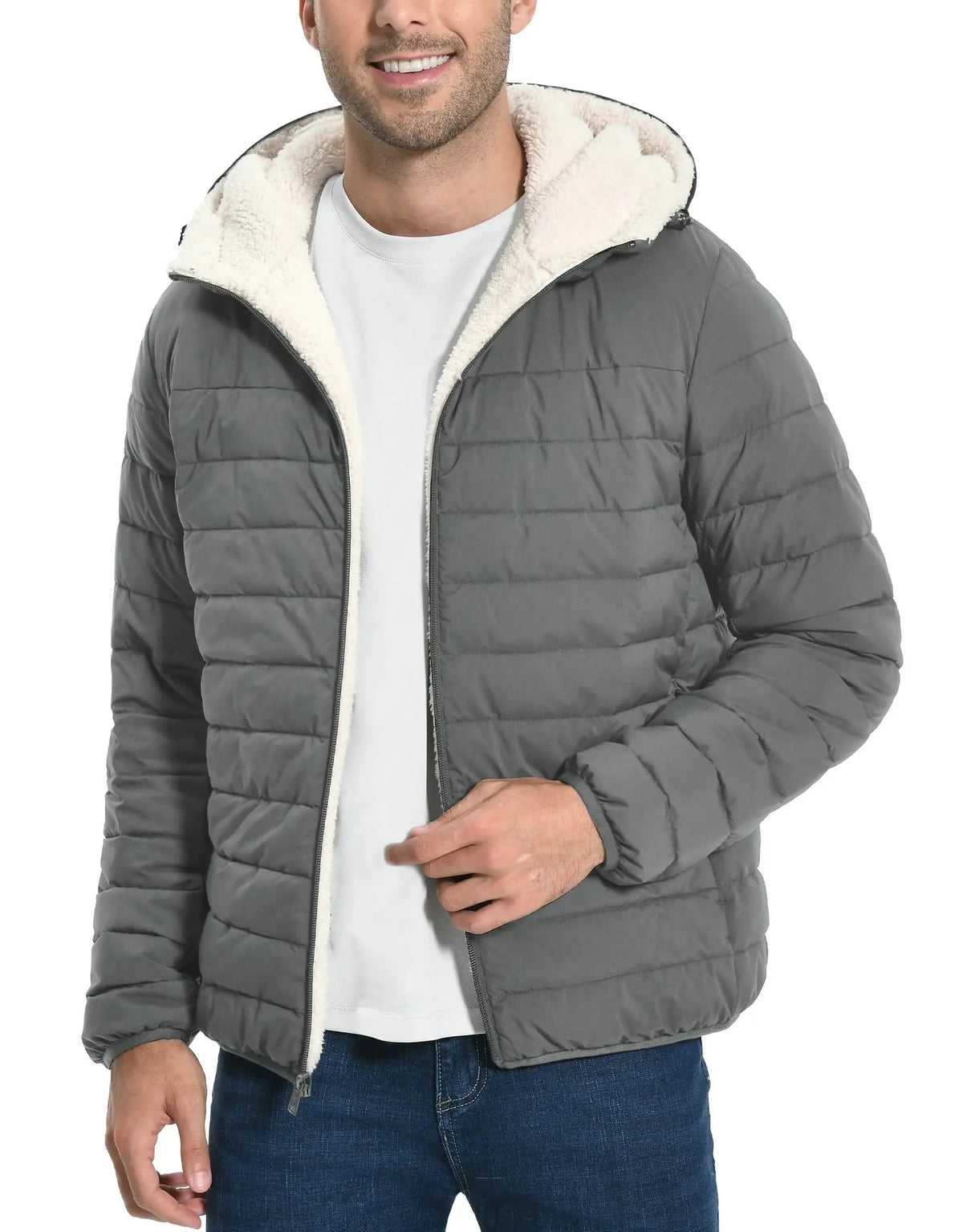 Pioneer Camp Men's Sherpa Lined Hooded Winter Puffer Jacket