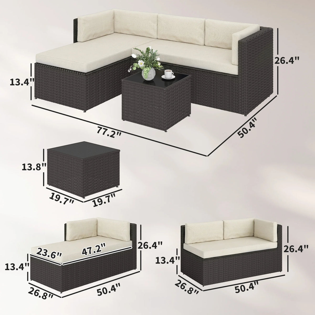 Outsunny Outdoor Wicker Patio Furniture Set With Garden Seating