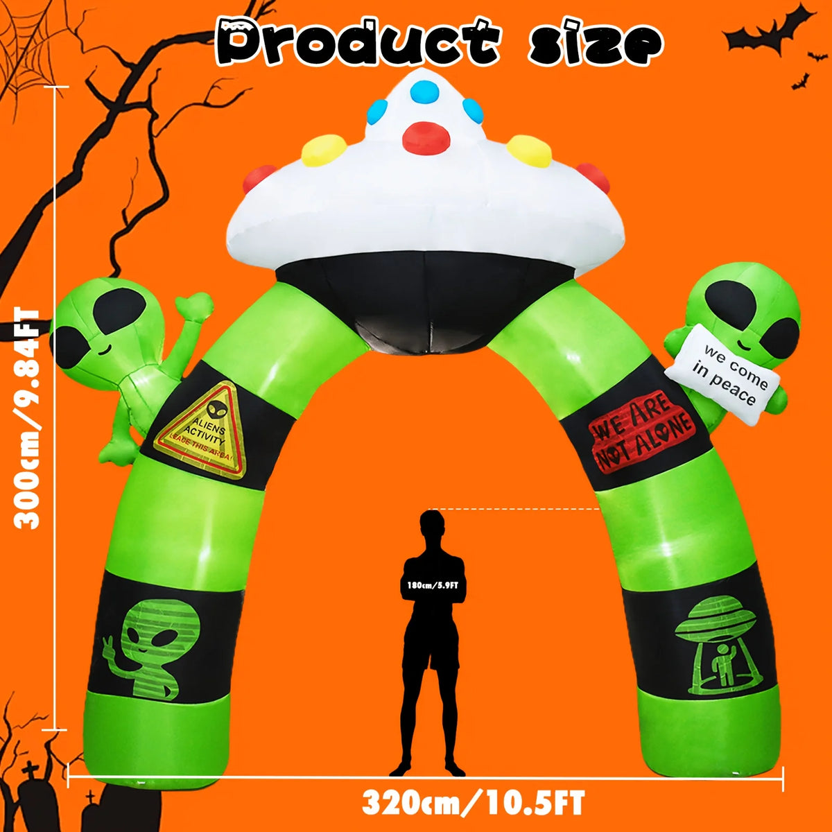 Halloween Inflatable Alien Archway With LED Lights Outdoor Decoration