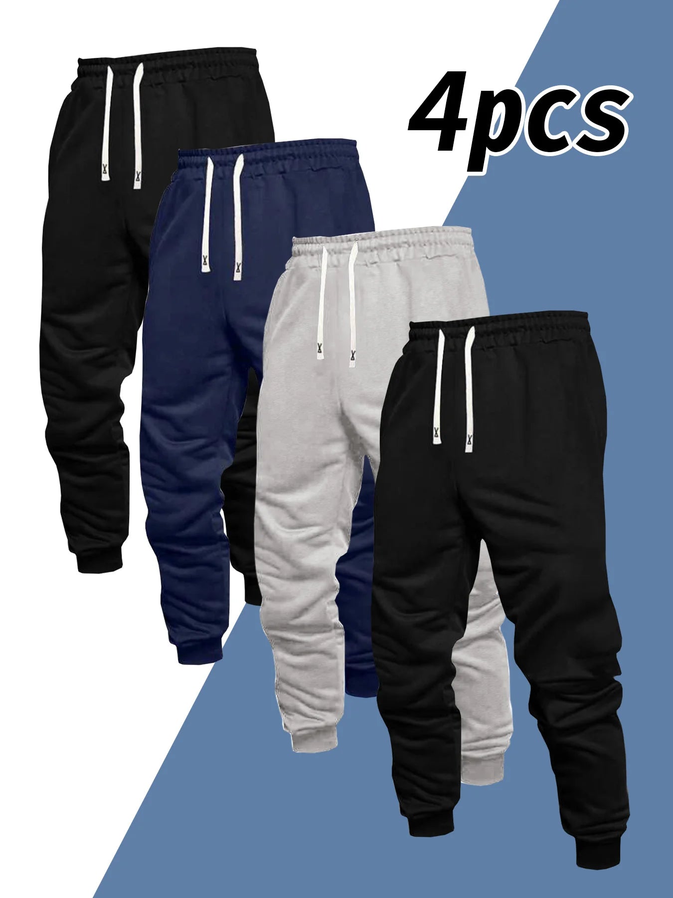 Men's Four Seasons Knit Polyester Jogging Pants with Drawstring